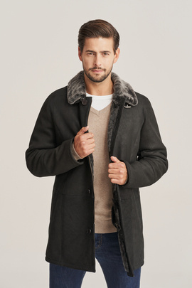 Men's black shearling coat